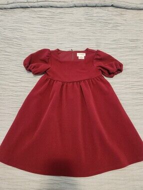 Us Angels Girls' Burgundy Puff Sleeve Party Dress